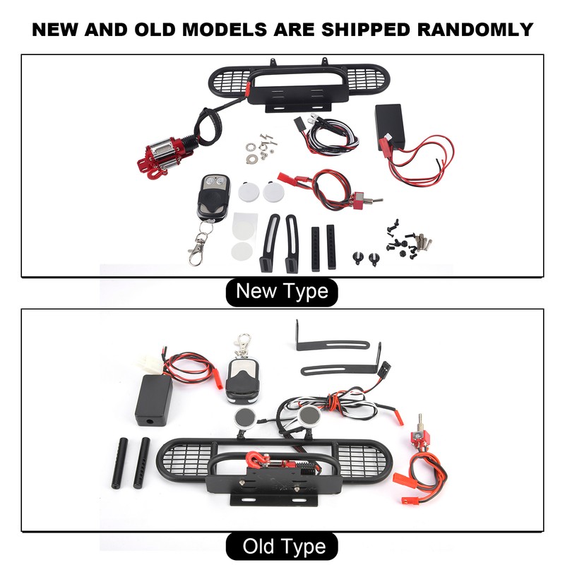 RC Front Bumper with 2 Round LED and Winch Remote