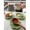 Green Leaf Spoon Rest, Ceramic Utensil Holder for Stove Top