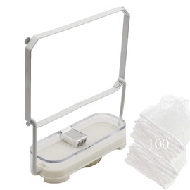 Rotatable Kitchen Sink Strainer with，100Pcs Filter Mesh Bags and Suction Cup Sink Strainer Rack Sink Filter Holder Sink Food Catcher Sink Waste Strainer for Kitchen Sink(White)