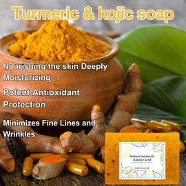 3PCS Turmeric Soap,Lemon Turmeric Kojic Soaps, Natural Handmade Soap, Bar For Face And Body Moisturizing Deep Cleansing, For Women & Men