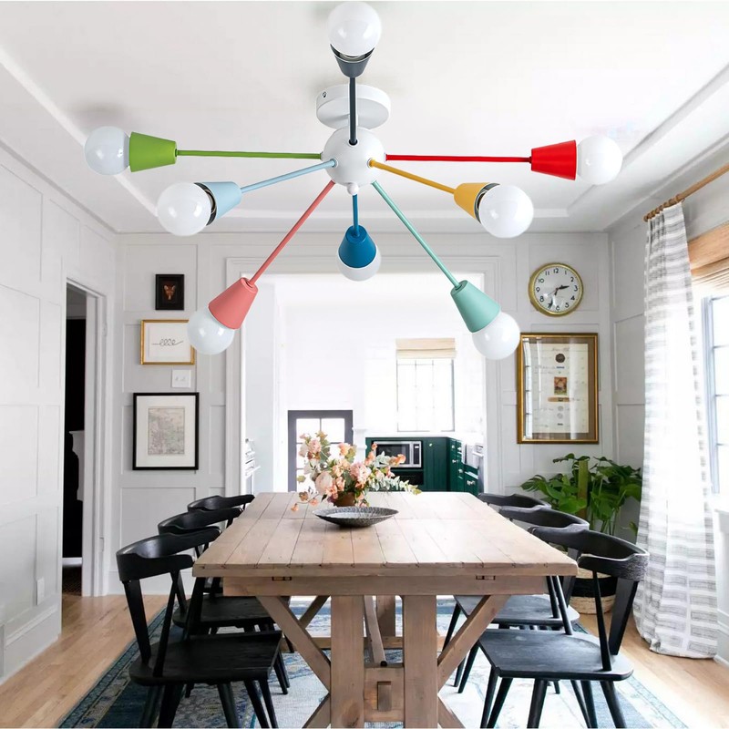 Aleslsop Colorful Chandelier, Modern Sputnik Chandelier, 8-Light Kids Light Fixture
