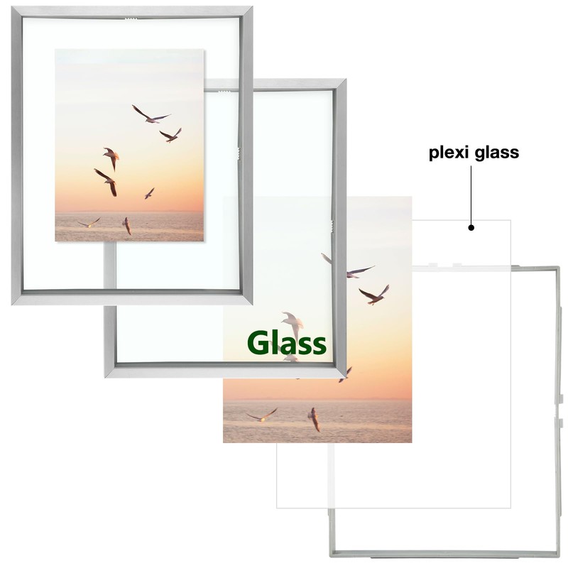 Frametory, 8x10 Floating Picture Frame - Metal Photo Frame -