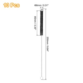 uxcell 10Pcs Drinking Straw Cleaning Brushes, 10" x 2/8" Nylon Bristles Long Straw Brush Pipe Cleaner for Washing Straws Pot Spout, Sippy Cup, Bottle and Tube (Black)