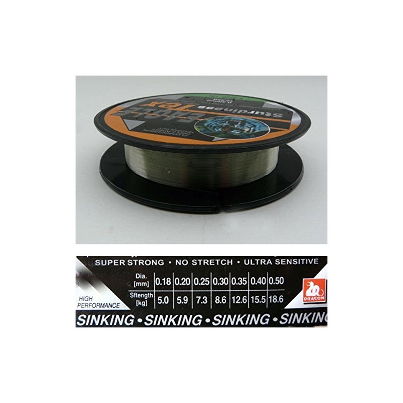 Quality fluorocarbon fishing line, length 100 m, monofile line, load