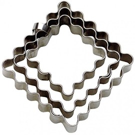 Staedter 3 Piece Wavy Square Terrace Cutter Set, Silver