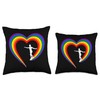 Cool Roller Skating Skate Girl Rainbow Heart Throw Pillow
