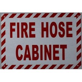 FIRE Hose Cabinet Sign (White, Reflective !!, Aluminium, Size 7X10)