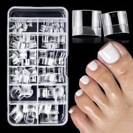 LuckForever 240pc Fake Toenail Soft Gel Toe Nail Tips Clear French Toenails Short Square Fake Nail for Toes, 12 Sizes False Toenail Clear Toes Nail Tips for Gel/Acrylic Press onToenails Extension