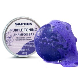 Sulfate Free Brass Toning Purple Shampoo Bar for Blonde, Bleached, Silver, or Brown Highlighted Hair, Travel Friendly, with Tin Container +Sponge