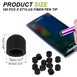 PATIKIL 8.0mm (0.31") Stylus Pen Tips, 50Pcs Conductive Rubber Capacitive Touch Screen Pens Tip for Mobile Phones Computers Tablets E-readers Smart Drawing Boards, Black
