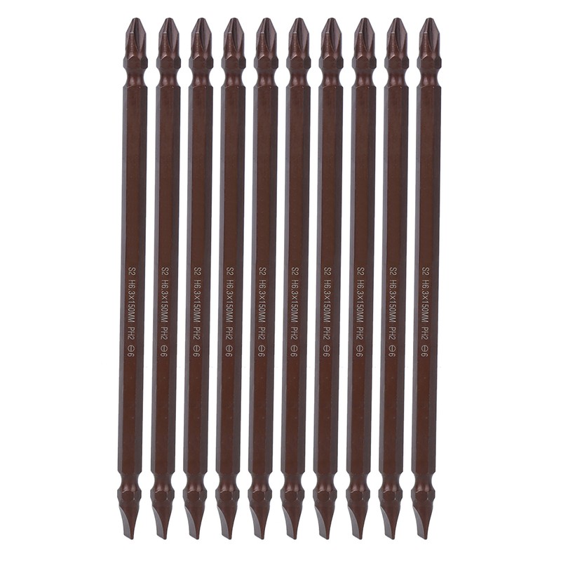 10Pcs Double End Screwdriver Bits H6.3 Magnetic CrossShaped Bit Long