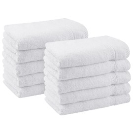 Utopia Towels - Pack of 10 Guest Towels 30 x 50 cm with Hanging Loop, Small Hand Towels 100% Cotton Soft and Absorbent Guest Towels Set (White)