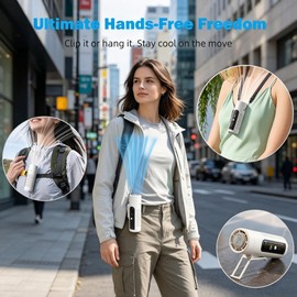 Acotobow Clip On Handheld Turbo Fan with Flashlight and Cooling, 3-in-1 Waist-Hanging/Desktop/Clip-on Personal Fan, USB-C Rechargeable Long-Lasting Battery for Travel Camping