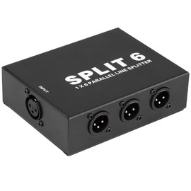 Mugkom Split 6 XLR Splitter Box, 1-IN-6-OUT/6-IN-1-OUT 6 Channel Parallel Line XLR Mixer Signal Distributor, XLR Mic Splitter Amplifier