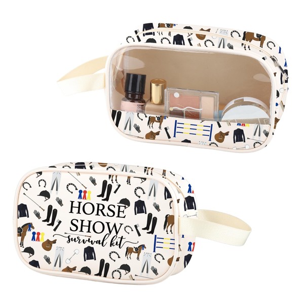 Überlebens-Set für Pferdeshow, transparent, Make-up-Tasche, Reiter, PU-Leder, Kosmetiktasche, Geschenk für