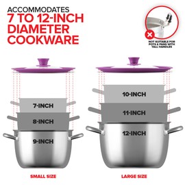 Modern Innovations Universal Lids (Set of 2) Fits 7 to 12-Inch Cookware, Silicone Replacement Pan Lid, Glass Top Covers for Skillets, Pots, Frying Pans, Cast Iron - Lavender