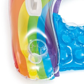 Intex Sit ‘N Float Rainbow Pool Lounger – Inflatable Lounge Float for Adults with Two Cup Holders (60” x 39”) – The Perfect River Float for Any Lazy River, Pool or Beach