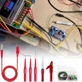 30PCS Back Probe Kit Banana Plug to Copper Alligator Clip Automotive Test Leads Set with Alligator Clips, Wire Piercing Probes, 15PCS 30V Back Probe Pins for Car Repairing Diagnostic 5 Colors