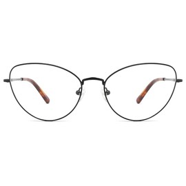 VF0039 Alva Cat Eye Metal Frame Glasses with Acetate Arms Lightweight Women’s Eyewear with Adjustable Nose Pads (Black)