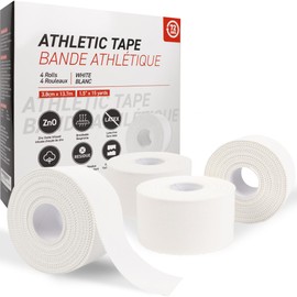 72HRS Athletic Sports Tape – Kinesiology Sports Prewrap Tape for Athletes, Blister Tape, Tensor Bandage Bat Tape, Tape Pro, Physio Prewrap Waterproof Medical Tape (Pack of 4, White)
