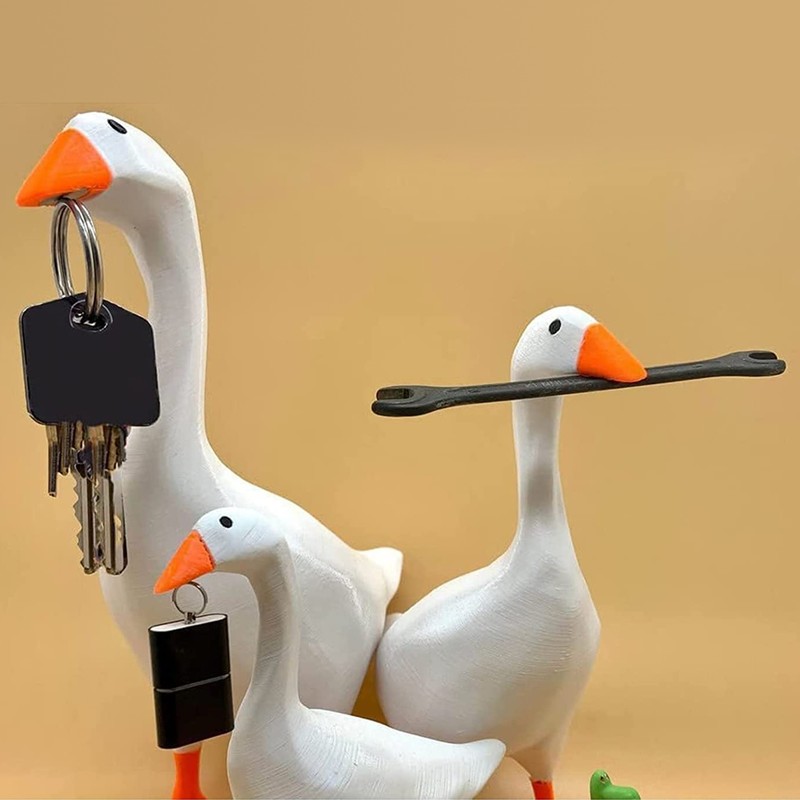White Duck Magnetic Display Piece Resin Decoration Magnetic Goose Key