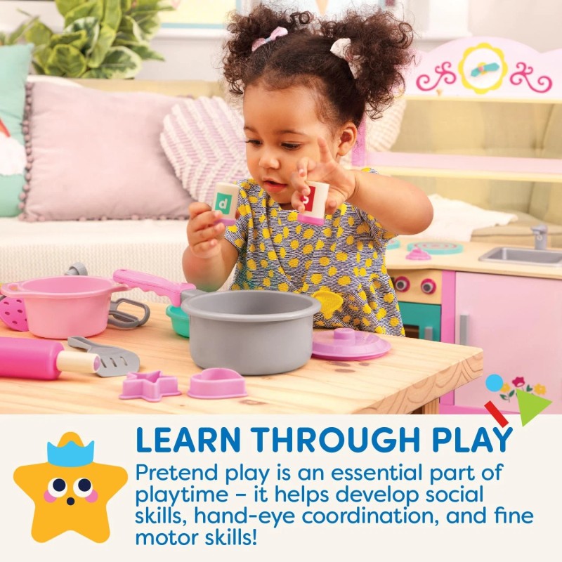 Battat 21 Piece Multicolor Pretend Play Cooking Set for Kids
