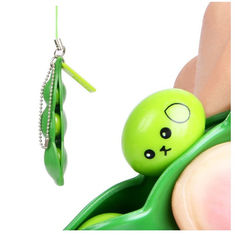 EROSPA® Funny Face Sugar Pea Bean Squeeze Keyring, Green