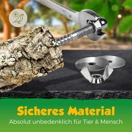 Befestigungsset zum Selbstbau von Sitzstangen / -Brettchen aus Edelstahl für Vögel zur Befestigung am Käfig (Gitter-Gestänge). Für Vogelkäfig und Voliere (40-teilig) (Mit Hutmutter)