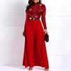 VERWIN Patchwork Overlay Embellished Plain Women's Jumpsuit High-Waist Woman Romper