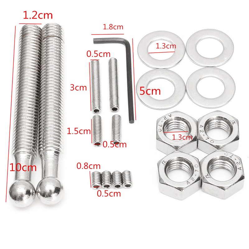 Universal Push Button Billet Hood Pins Lock Clip Kit Aluminum