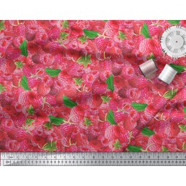 Soimoi Pure Silk 44 inches Wide Craft Fabric Pink Strawberry Printed 20 GSM by The Yard