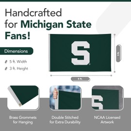 Michigan State Spartans 3' x 5' College Sports Printed Flag - NCAA Licensed - Nylon - School Banner (Green, White)