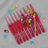Kit Ganchillos Crochet 9 Agujas Mango Suave Ganchos Rojos