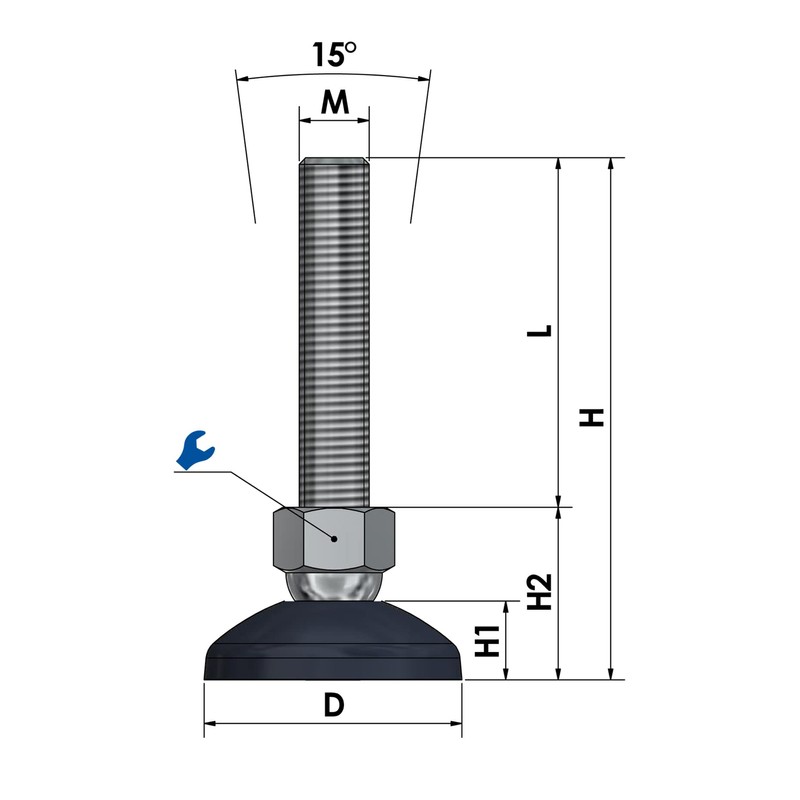 Schwaderer Machine Feet, Leveling Feet, Levelling Feet, Joint Feet, Height-Adjustable
