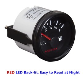 AODITECK 8 Scale Marine Fuel Gauge for Boat Gas Tank Truck Diesel Vehicles RV Oil Fuel Level Gauge Automotive Replacement Aftermarket Gauge for Car Truck Vehicle with Backlight, 240-33ohm All Black