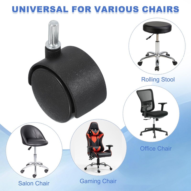 PATIKIL Office Chair 2" Replacement Wheels 8 Pack Nylon Executive