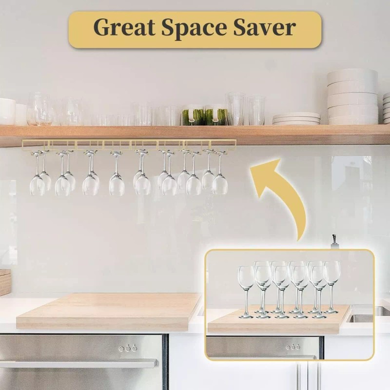 RemixOri Wine Glass Rack Under Cabinet 8 Row Extreme Large