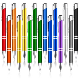 FRIUSATE 15Pcs Metal Ballpoint Pens Retractable Ballpoint Pens Black Ballpoint Pens Quick Drying Ink Smooth Writing Stationery Pen School Office Home Supplies