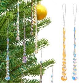LUMITI 12pcs Crystal Icicle Christmas Tree Ornaments, Glass Beads Hanging Chandelier Pendants for Christmas Party Wedding Winter Decorations (Multicolor)