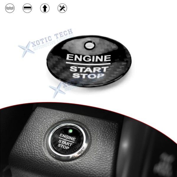 Xotic Tech Black Carbon Fiber Look Ignition Switch Button Decor