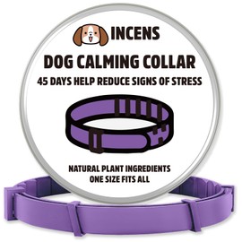 INCENS Calming Collar for dogs, designed to alleviate anxiety in dogs, is adjustable and lasts for 45 days. It is suitable for small and large dogs, and comes in purple - 1 Pcs