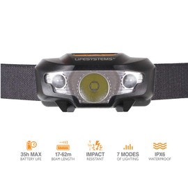 Life Systems Intensity 155 LED Head Torch, Black, One Size