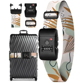 Slohif Luggage Straps TSA Lock for Suitcases - Travel Belt TSA Approved Accessories Luggage Identifiers Carry On Bag with Buckle Nylon Adjustable Band for Add a Bag Leaf