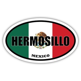 3 Pack 2x3 inches | Hermosillo Mexico Flag Oval Sticker Construction Toolbox, Hardhat, Lunchbox, Helmet, Mechanic, Luggage