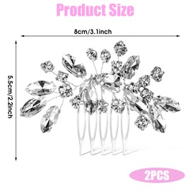 2 Stück Braut Haarschmuck Kristall,Silber Haarschmuck Hochzeit,Elegant Brautschmuck Haare,Haarkamm Hochzeit für Frauen und Mädchen,Paar-Date,Shopping mit der Besten Freundin,Afternoon Tea