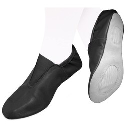 Zapatos de gimnasia para niños y niños – Cama elástica, relleno, calzado de gimnasio de agilidad – Piel de cabra sin cordones con suela de goma, Negro -, 11 Toddler