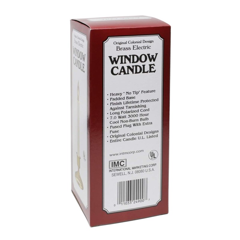 Cape Cod Electric Window Candle with Steady Lighting- Brass Finish 