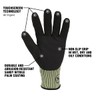 Flexzilla Pro GC160PL Cut Resistant Sandy Nitrile Dip Gloves, ANSI
