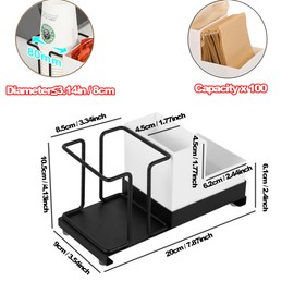 Niciksty Coffee Paper Cup Organizer, Disposable Cup Holder with 2 Compartment Storage Box, Coffee Station Organizer for Countertop for Kitchen or Office Break Room
