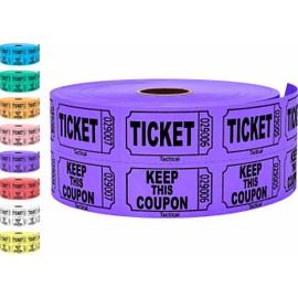 1000 Tacticai Raffle Tickets, Purple (1 of 8 Colors), Double Roll, Ticket for Events, Entry, Class Reward, Fundraiser & Prizes